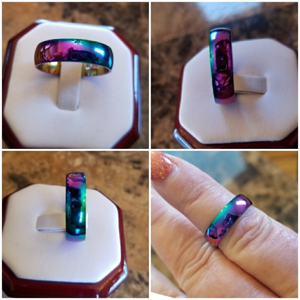 Beautiful Rainbow Titanium Steel Ring Size 9 - Picture 3 of 5